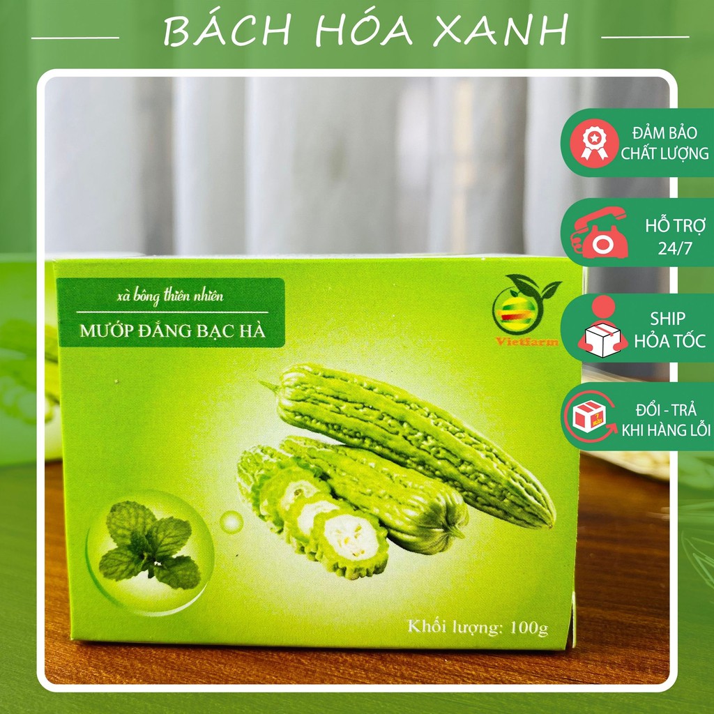 Xà Bông Mướp Đắng Bạc Hà - Xà Bông Thiên Nhiên 100% - Tự Nhiên An Toàn - Ngăn Ngừa Mụn Lưng, Mát Da - Bách Hóa Xanh