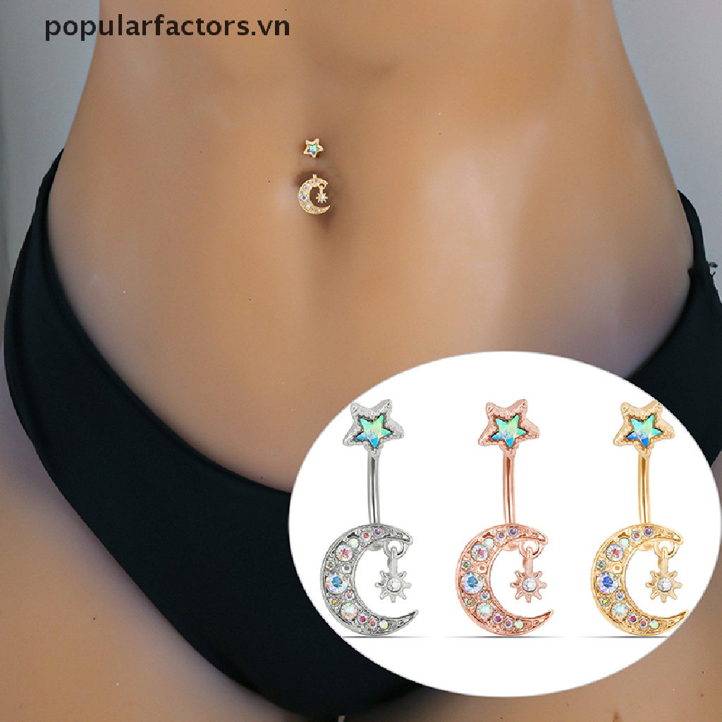 Khuyên Rốn Hình Trăng Sao Bằng Thép Không Gỉ