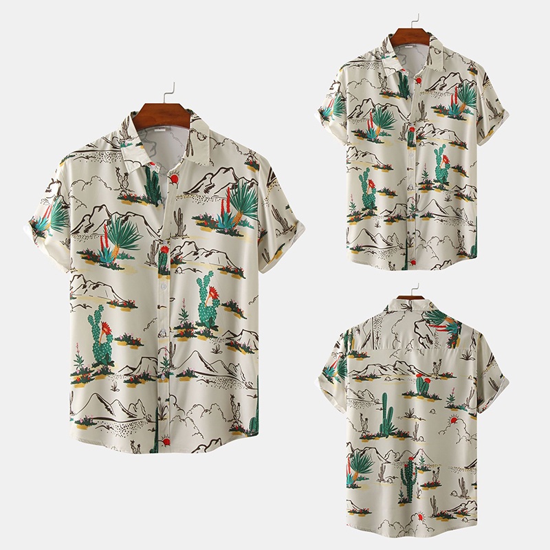 Áo Sơ Mi Ngắn Tay In Họa Tiết Cá Tính Theo Phong Cách Hawaii Dành Cho Nam