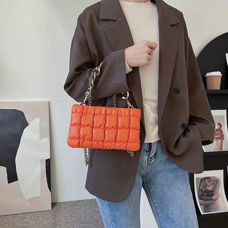 Túi đeo chéo IELGY hình vuông nhỏ phối dây xích dày nhiều màu lựa chọn cho nữ