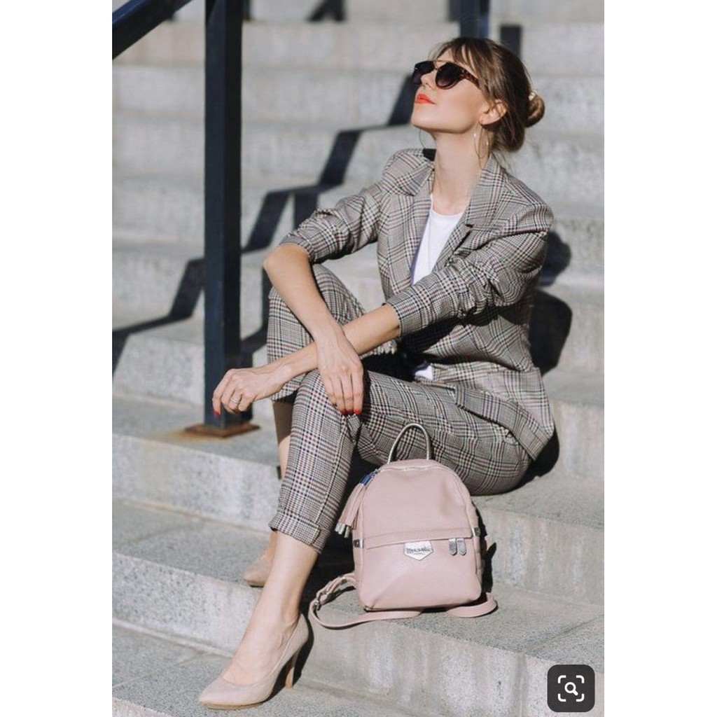 Quần tây lưng thun caro Primark
