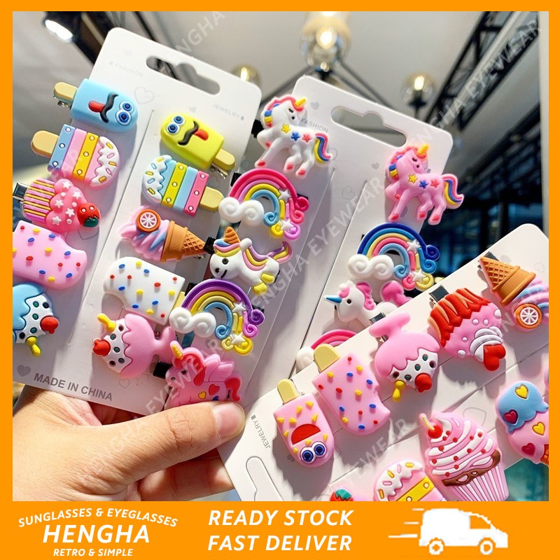 Set 10 kẹp tóc họa tiết hoạt hình phong cách Hàn Quốc dễ thương cho bé gái