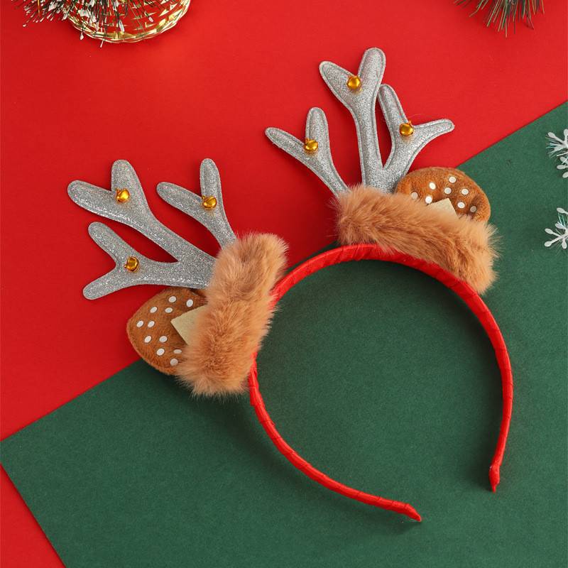 Aio Băng Đô Cài Tóc Da Hình Sừng Hươu Hoạt Hình Phong Cách Giáng Sinh Cho Bé
