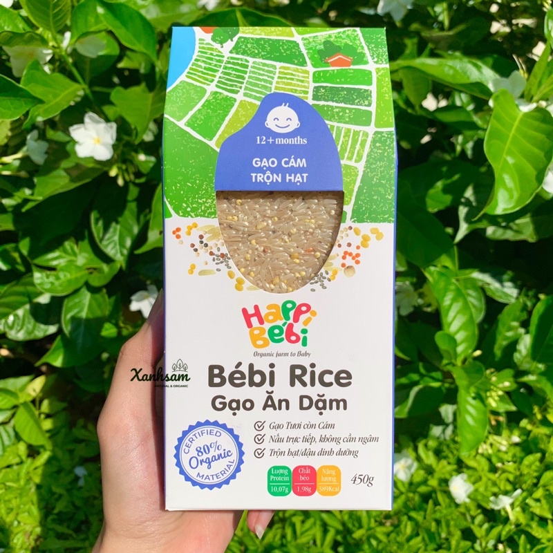 Gạo Cám Ăn Dặm Trộn Hạt Hữu Cơ Cho Bé 450g Bébi Rice - XanhSam Organic