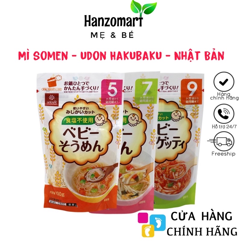 Mì somen cho bé Tách Muối Hakubaku 100g Nhật Cho Bé Ăn Dặm Ăn Ngon An Toàn