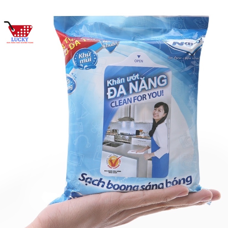 1 Gói (30 tờ)  Khăn ướt  lau bếp đa năng Nano kháng khuẩn hương tự nhi