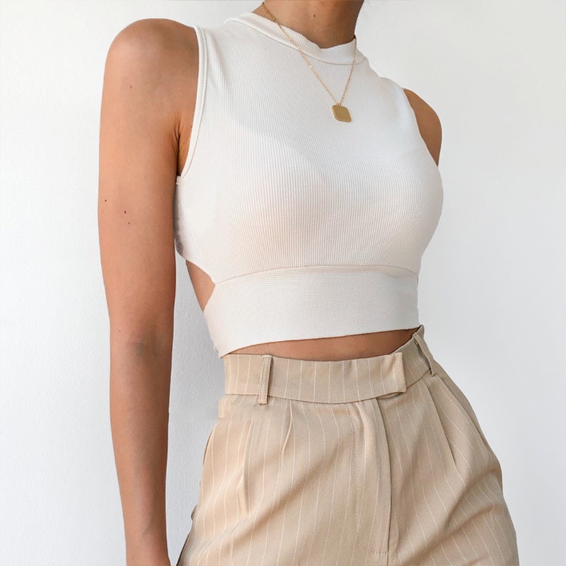 Áo croptop TODOBLACK chất liệu cotton mềm màu trơn thiết kế dây đan chéo thời trang đường phố quyến rũ cho nữ