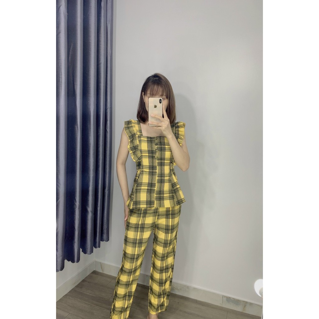 Set sọc cổ vuông tay cánh tiên bán quanh năm không ngừng hót Nấm7