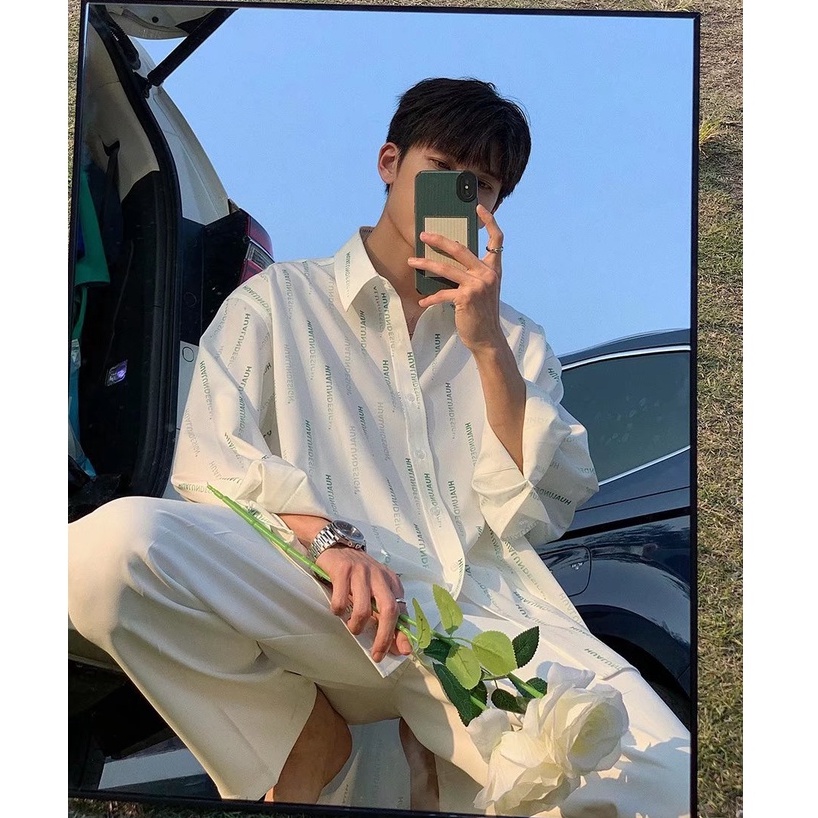 Áo Sơ Mi Nam Dài Tay Họa Tiết Hoa Văn High Quality Shirt For Men And Women Unisex Wide Korean Ice Silk Satin Tops