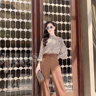 UNUS Sơ mi lụa cổ tàu hoạ tiết