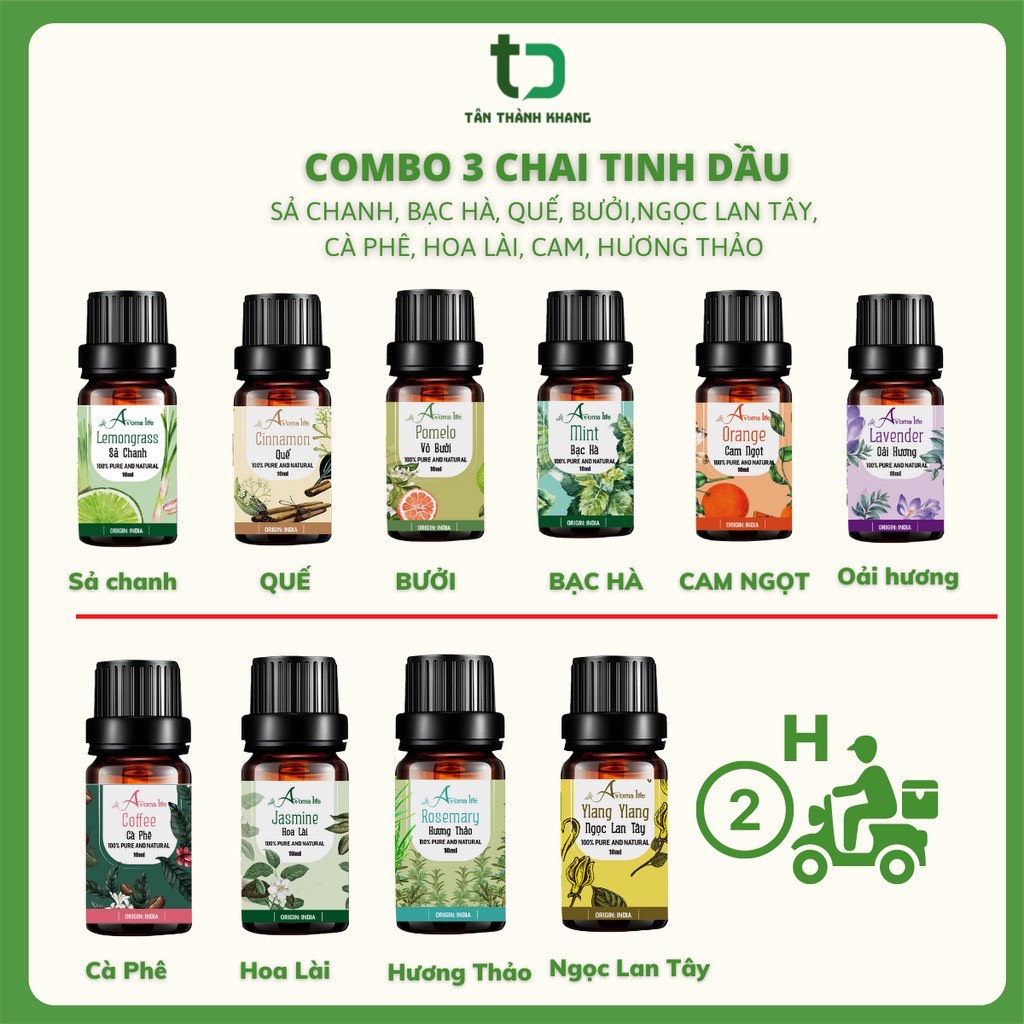 Combo 3 Chai Tinh Dầu 10ml Ấn Độ Cho Những Người Nào Thích Vị Ngọt Của Trái Cây Bưởi - Chanh - Cam