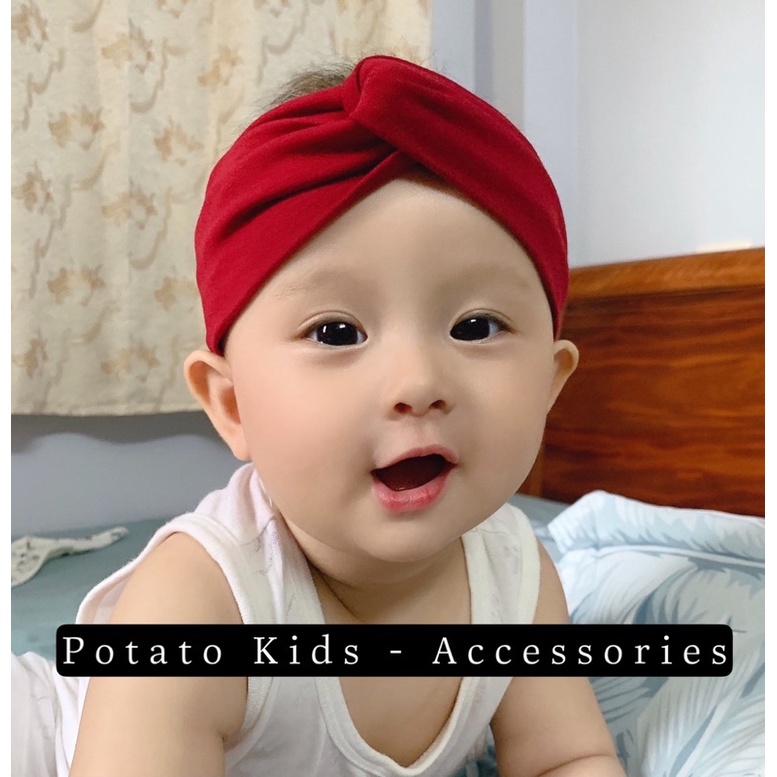 Turban Đan, Tuban Alibaba, Băng Đô Đan Chéo Potato Kids Chất Liệu Cotton Nhiều Màu Sắc Xinh Xắn Cho Bé Trai Và Bé Gái