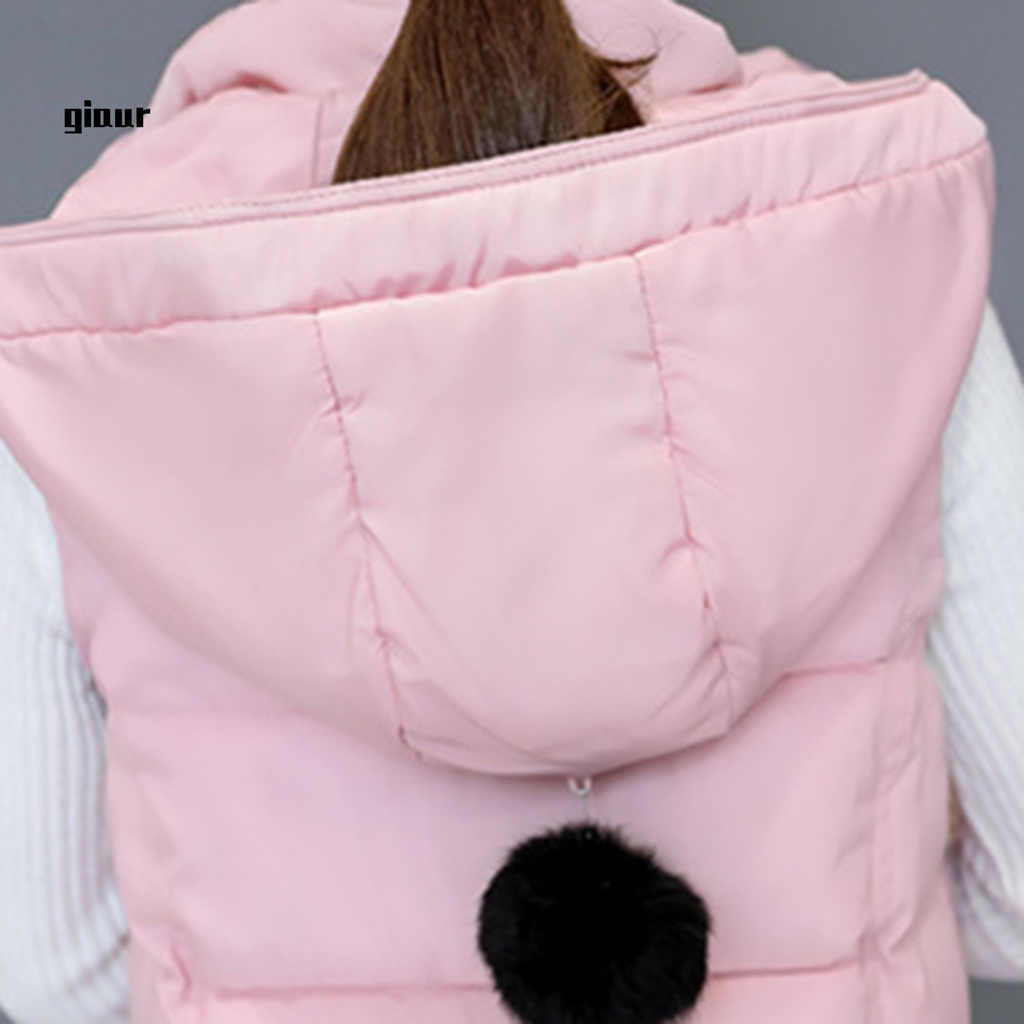 Áo khoác phao sát nách dáng dài chất liệu cotton dày dặn thời trang cho nữ