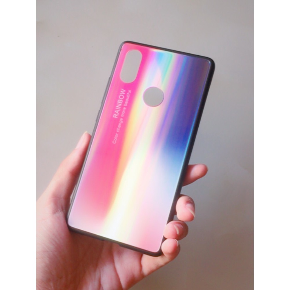 Ốp lưng xiaomi mi 8 / xiaomi mi 8 se mặt lưng bóng cầu vồng 7 mầu
