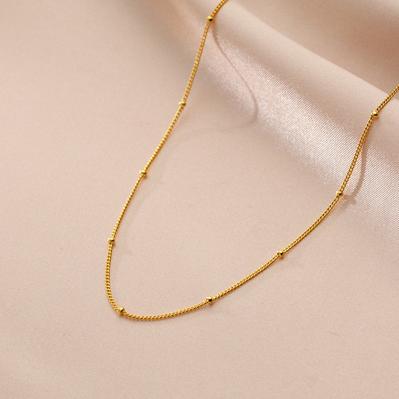 Vòng cổ Mạ Vàng 18K / Bạc S925 Đính Hạt 1.2mm Thời Trang