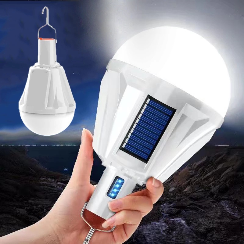 Bóng đèn LED ba mặt sử dụng năng lượng mặt trời có thể sạc lại dùng cho phòng ngủ/câu cá/cắm trại