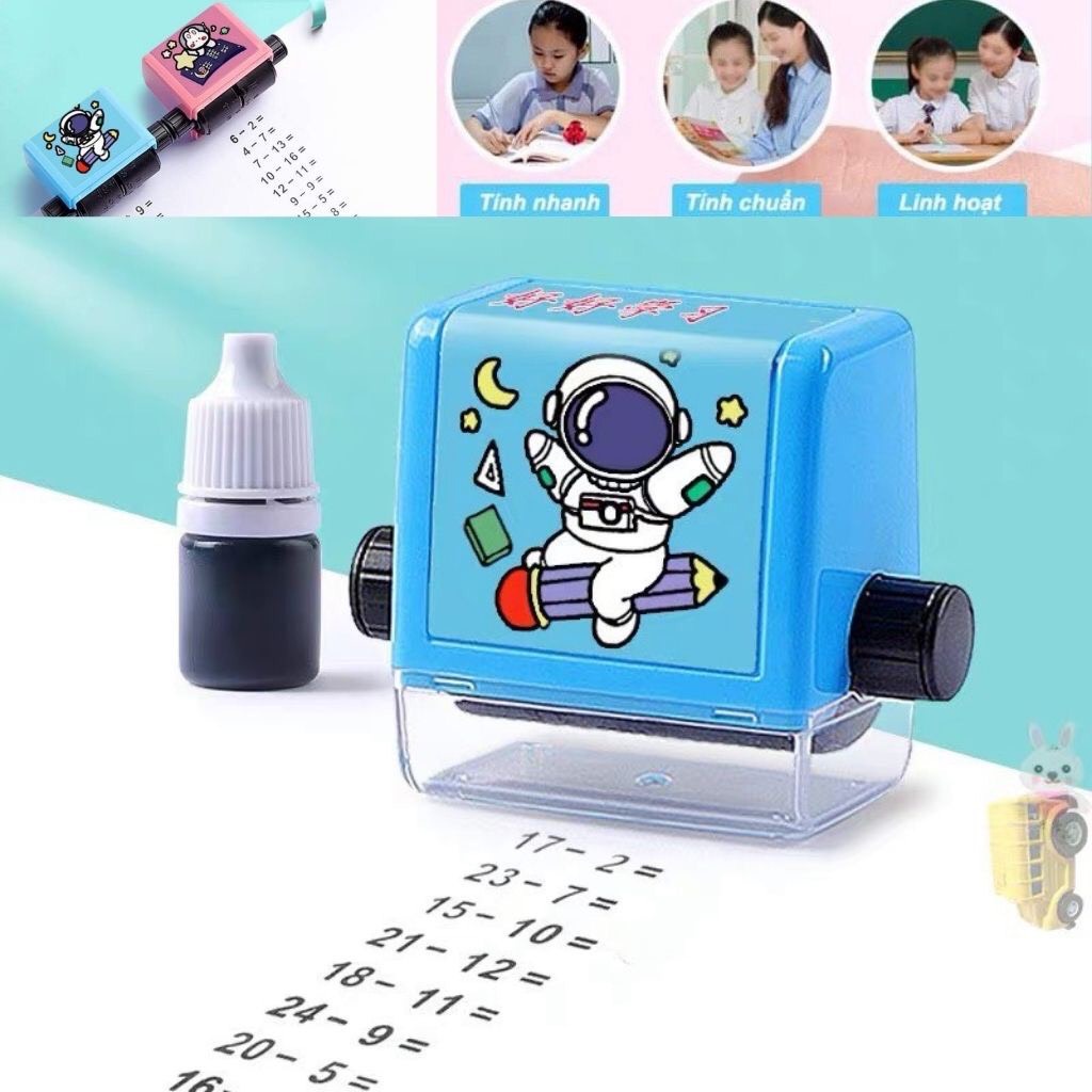 (KÈM 1 LỌ MỰC)_Máy in con lăn tạo phép tính cộng trừ,con lăn tạo phép tính đơn giản ra bài tập cho bé học toán nhanh