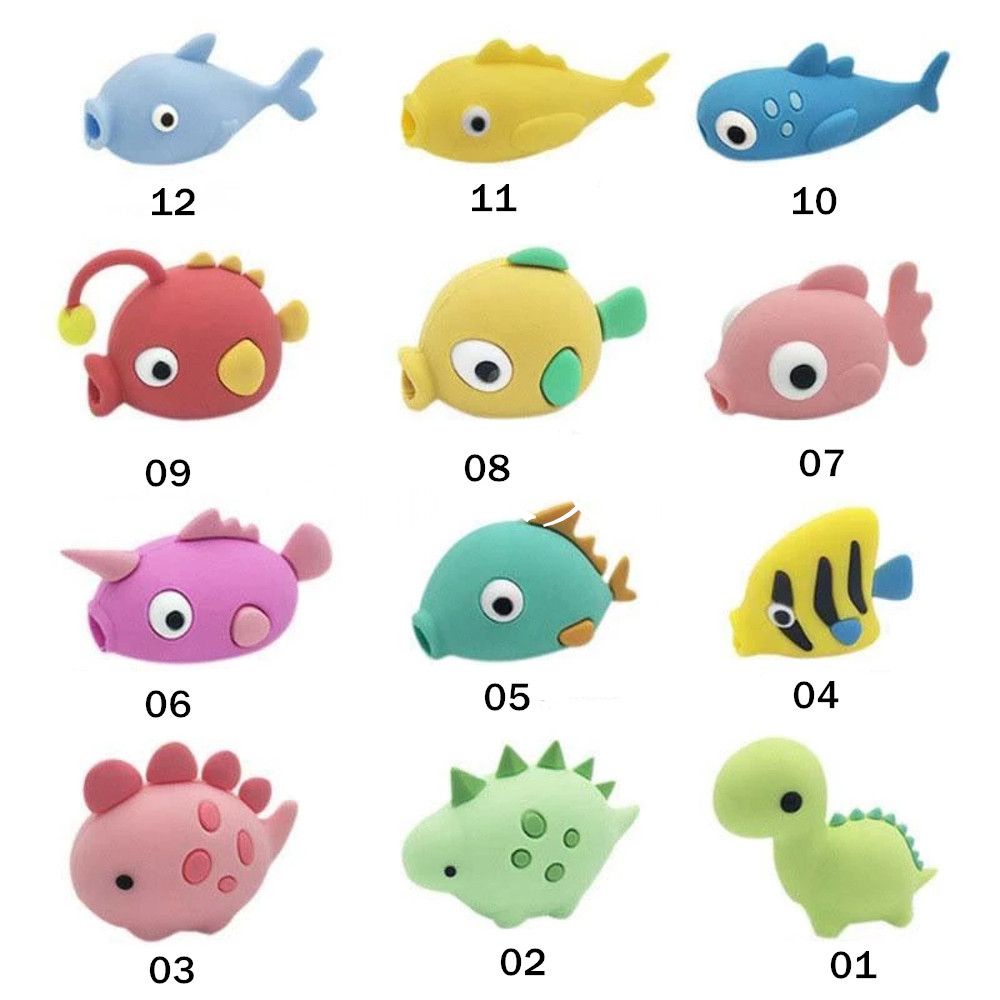 YIYU Phụ kiện bảo vệ cáp dữ liệu hình động vật hoạt hình dễ thương