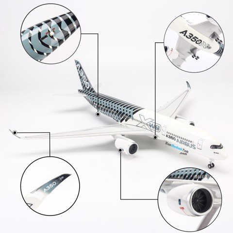 Mô hình máy bay Original Striped Airbus A350 47cm lắp ráp có đèn Everfly