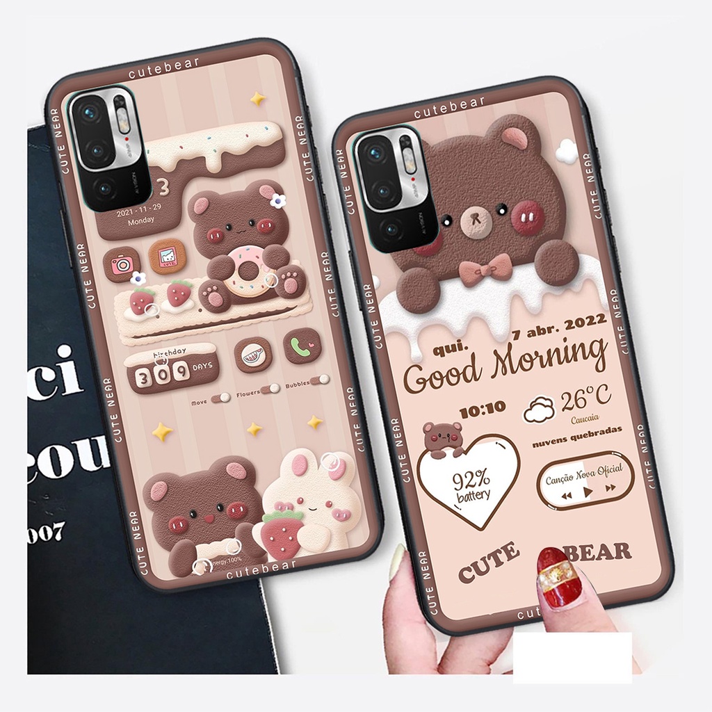 Ốp lưng Xiaomi REDMI NOTE 10 5G in hình Gấu nâu - hồng, Gấu Be@rick  cực CUTE, DỄ THƯƠNG