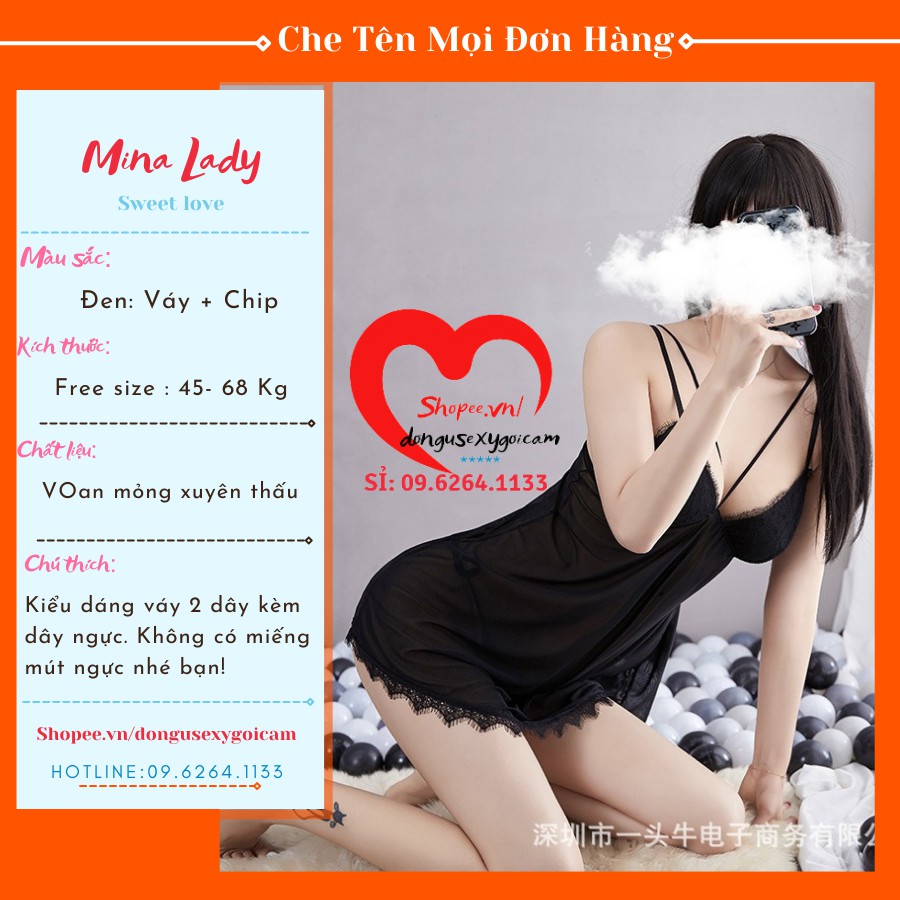 Đồ Ngủ Sexy -Đầm Ngủ  Sexy 2 Dây Và Quần Lót Lọt Khe Xuyên Thấu Bigsize Nữ Gợi Cảm Dê Thương Voan Lụa Ren Mỏng SX MOI