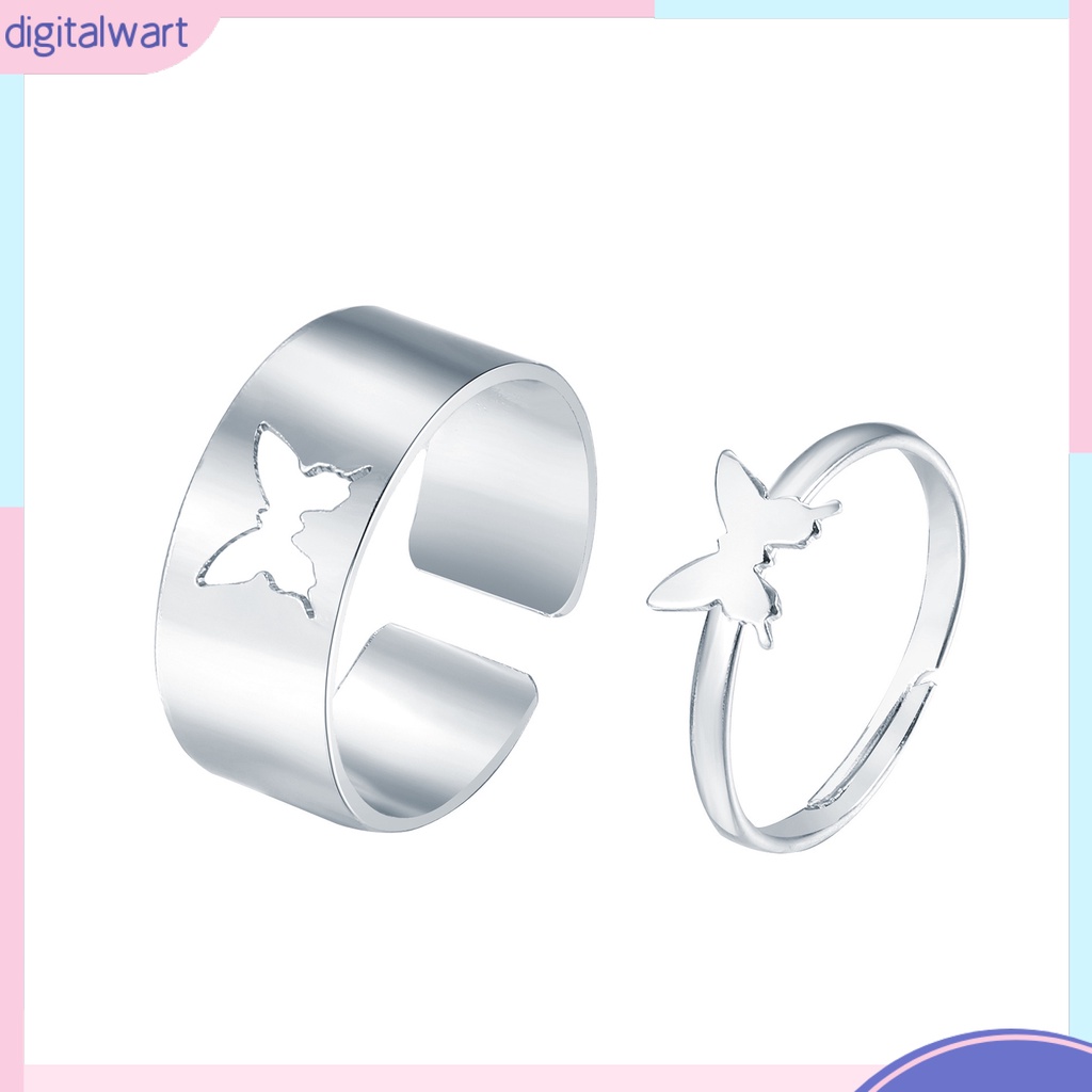 Bộ 2 Nhẫn Hợp Kim Hình Bướm Thời Trang Dành Cho Cặp Đôi