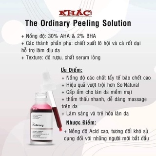 Peel da sinh học the ordinary aha 30% + bha 2% peeling solution 30ml