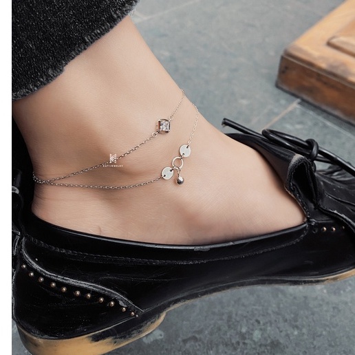 Lắc Chân Bạc 925- Thiết Kế Đính Gem Cz Sang Trọng-KaT Jewelry