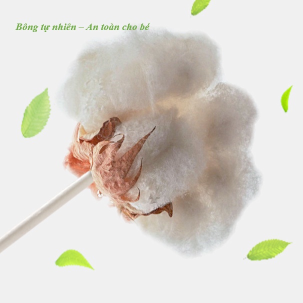 Tăm bông cho bé sơ sinh - Tăm bông được làm từ bông tự nhiên [hộp 400 que Misuta] - An toàn cho bé