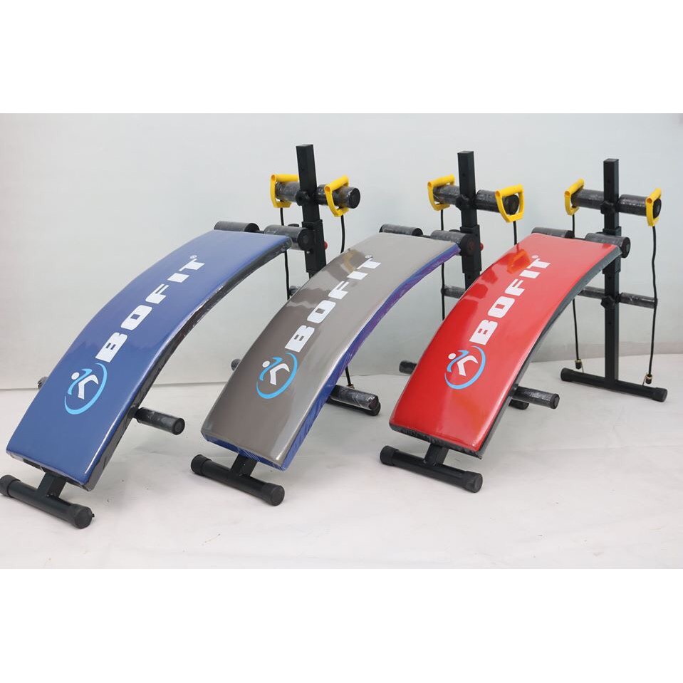 Ghế cong tập cơ bụng kết hợp với dây đàn hồi