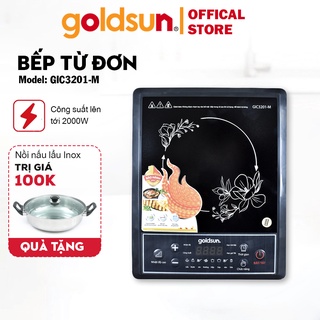Bếp điện từ mặt kính ceramic cường lực màn hình led 2000w + tặng nồi lẩu inox goldsun gic3201-m