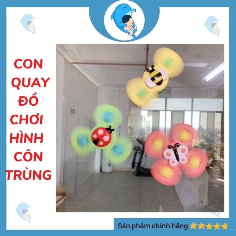 Set 3 Con Quay Đồ Chơi Spinner Hình Côn Trùng Vui Nhộn Có Đế Bám Dính Cho Bé Chơi Tự Lập