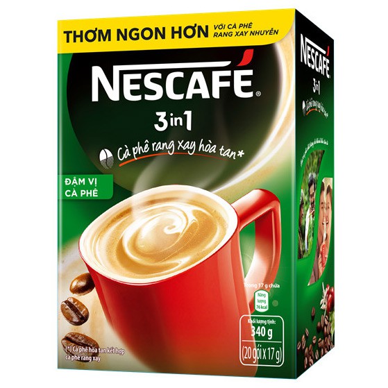 Nescafe 3in1 Cà phê rang xay hòa tan Đậm đà hài hòa ( 17g x 20 gói)