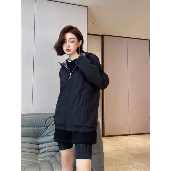 Áo khoác hai mặt hoạ tiết logo thương hiệu Dior CD cao cấp