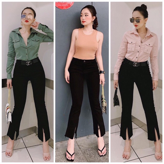 [ Mã FAGREEN55 giảm 10% tối đa 30K đơn 99K] Quần loe xẻ ống - hình thật | BigBuy360 - bigbuy360.vn