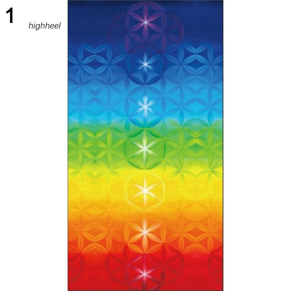 Thảm yoga chất liệu polyester kích thước 150x75cm họa tiết 7 sắc cầu vồng luân xa Mandala Bohemia kiêm khăn tắm biển