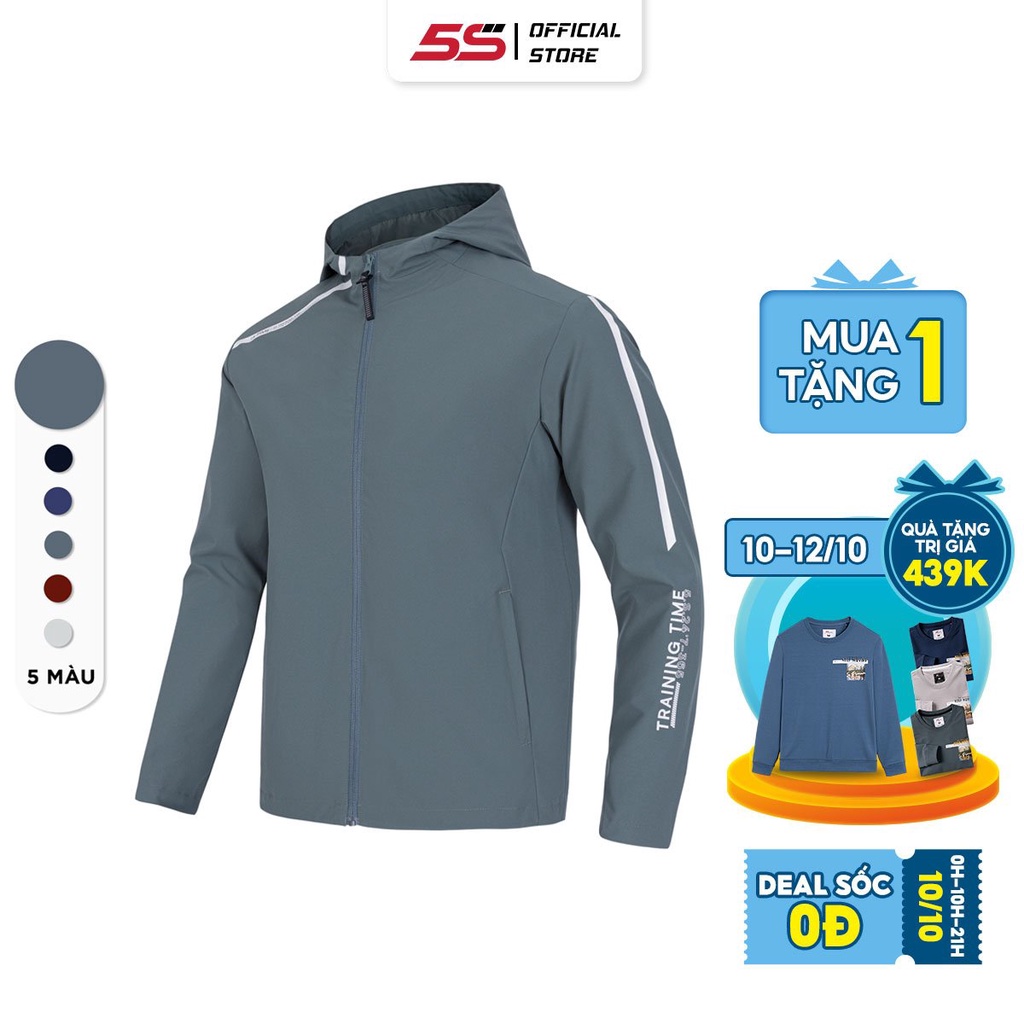 Áo Khoác Gió Thể Thao Nam 5S TRAINING TIME, Cản Gió, Chống Bám Bụi, Nhẹ, Siêu Ấm (AKG22020)