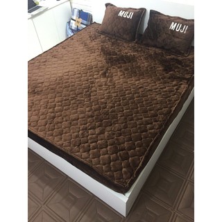 HOT thảm trải giường Muji xuất Nhật nỉ lì tặng gối đi kèm