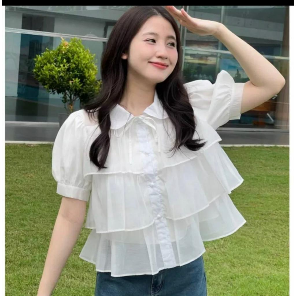 Áo voan cổ sen 3 tầng thắt nơ nhiều màu 1705
