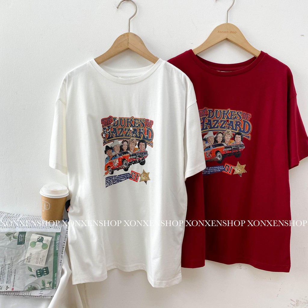 Áo thun form rộng in họa tiết chất cotton thoáng mát Xonxen shop free size mã 802367