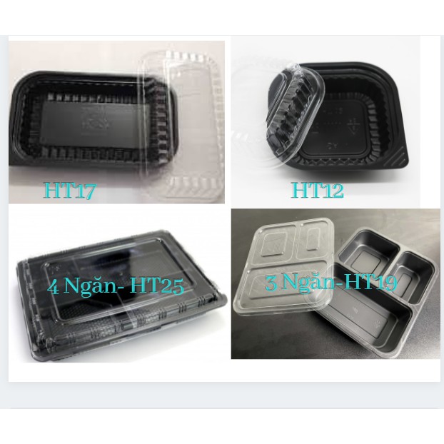 [FREESHIP] Sỉ 10 Hộp Nhựa Đế Đen 1,2,3,4 Ngăn Các Loại HT15 / 17 / 19 / 203/ 205 KÈM NẮP - NHẬT ANH