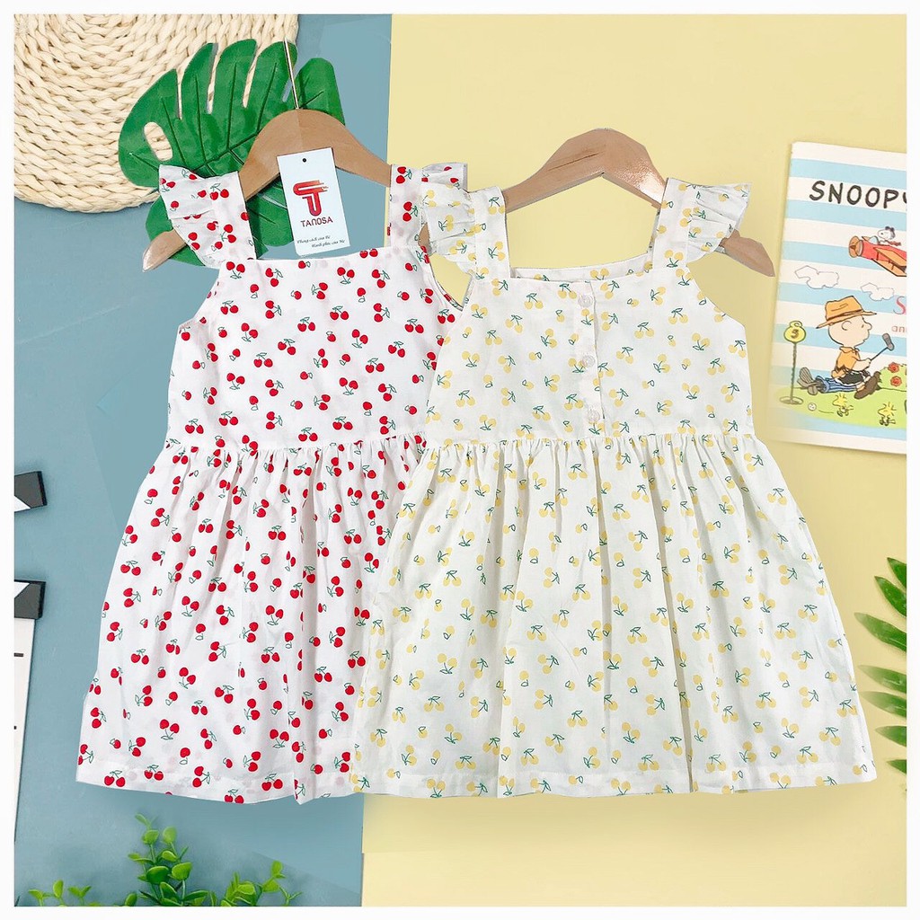 Váy bé gái đầm bé gái Cherry cánh tiên cao cấp sang chảnh cho bé từ 13-26kg Tanosa kids