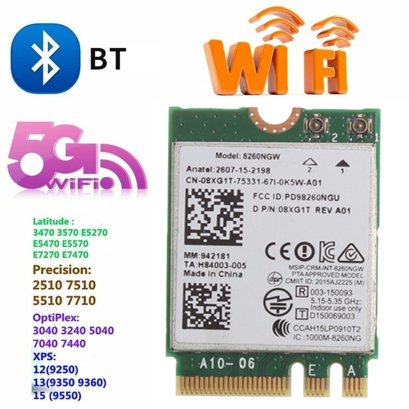 (Đang Bán) Bộ Thiết Bị Thu Sóng Wifi 8260ngw 2.4 + 5ghz 867m + 300m Ngff M.2 Bluetooth 4.2 Cho Win 7 / Win 8 / Win 8.1 / Win 10 | BigBuy360 - bigbuy360.vn