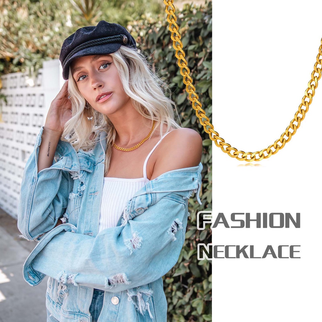 Vòng cổ Mạ Vàng 24K Vnox Phong Cách Đường Phố Cá Tính Cho Nữ