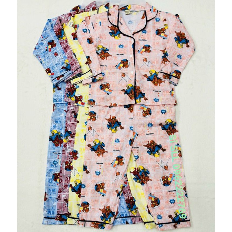 7-28kg Set Bộ Pijama Dài Cho Bé Trai Họa Tiết Người Nhện