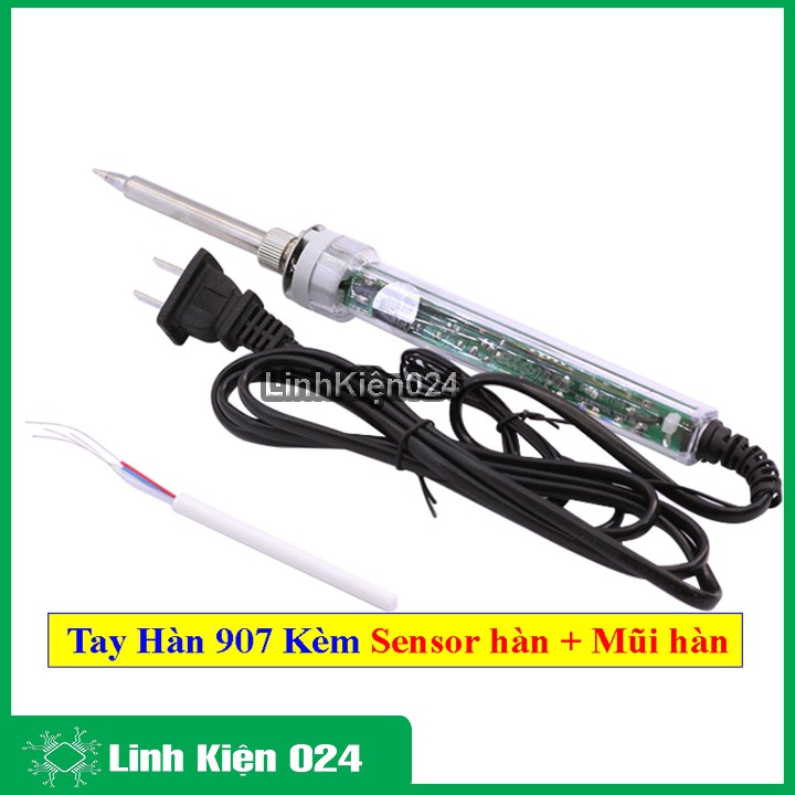 Tay Hàn 907 60W Có Điều Chỉnh Nhiệt Độ Thường Kèm Sensor 907 Và Combo 4 Mũi hàn 907 (T-K, T-Sk, T-I, T-2C)