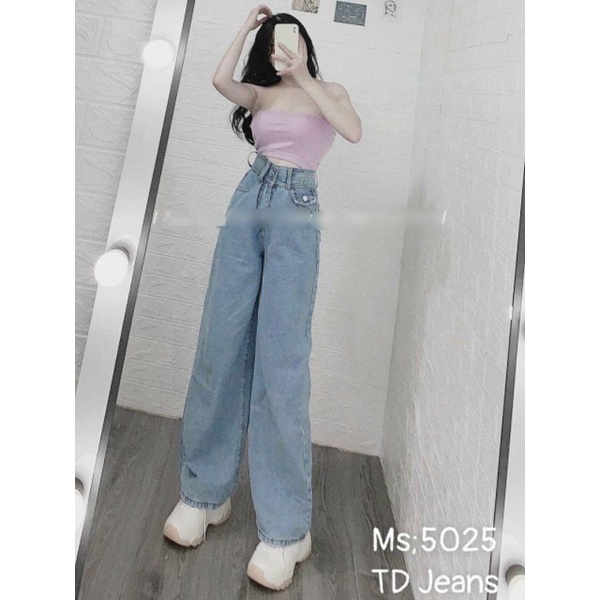 (Siêu sales) Quần jeans nữ ống rộng 2 phối màu cơ bản. Ms5024-5025