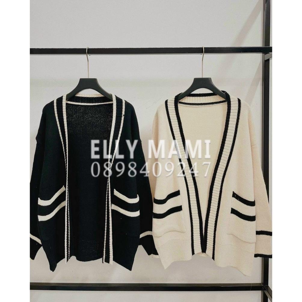 Áo Khoác Bầu Và Sau Sinh Cardigan Len Sọc  Thiết Kế Cao Cấp