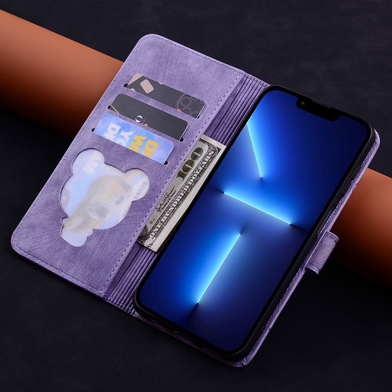 Ốp Điện Thoại Da Nắp Gập Họa Tiết Hoạt Hình Sakura Dập Nổi Cho Samsung Galaxy S22 S21 S20 FE A30 A20 A50 A30s A50s A71 Ultra Plus