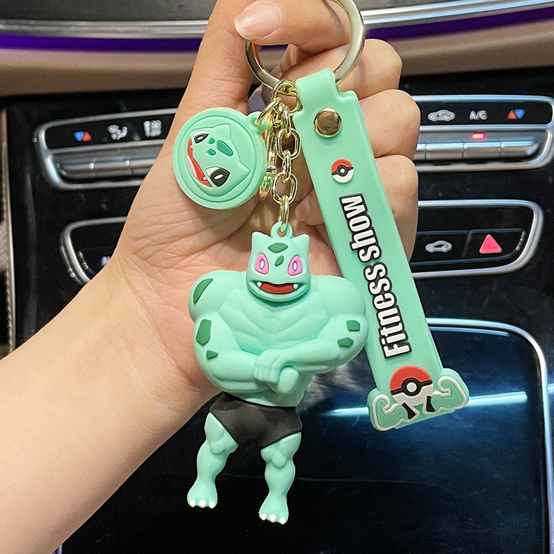 Móc khóa hình cơ bắp Pikachu hoạt hình 3D kiểu dáng sáng tạo dễ thương